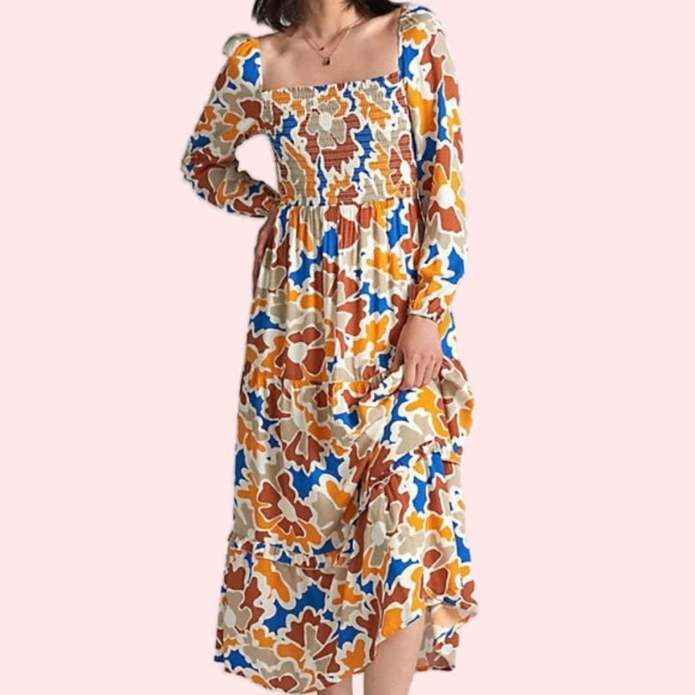 Anthropologie DOLAN Smocked Laney Midi Dress XL
Vibrant Geometric Cotton Boho